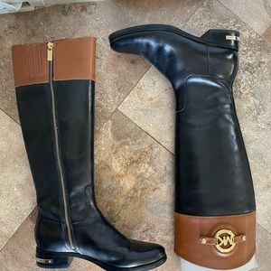 Women michael kors boots 6.5m knee high leather boots ST14G Black And Brown